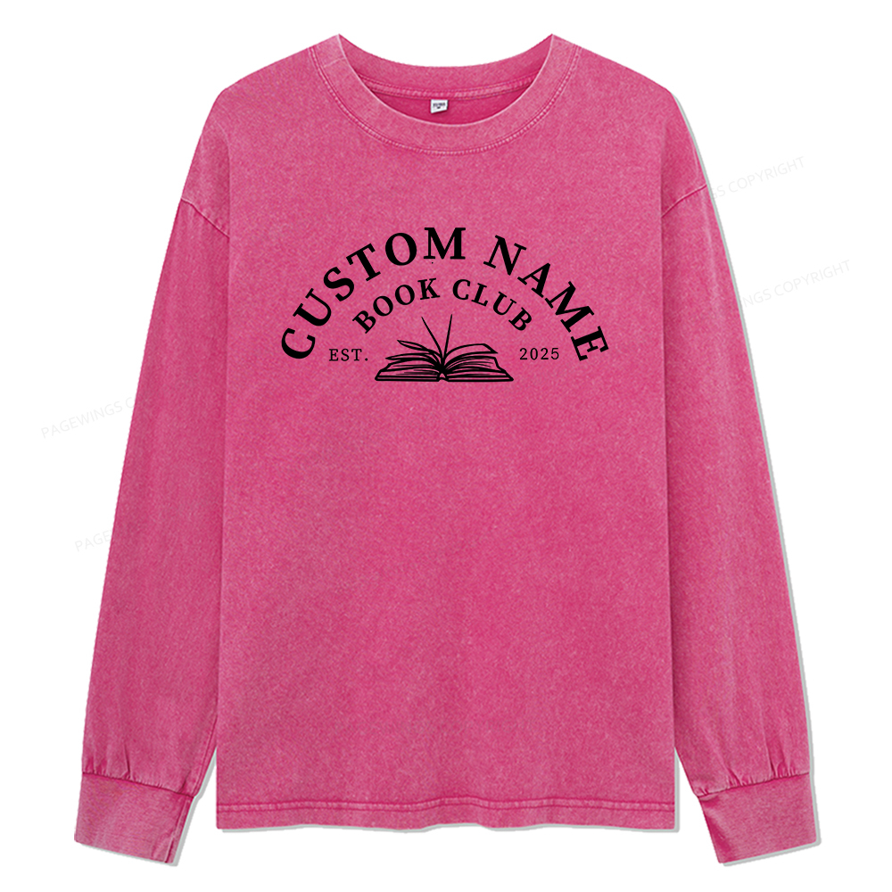 Pagewings Personalized Custom Book Club Unisex Washed Long Sleeve T-shirt