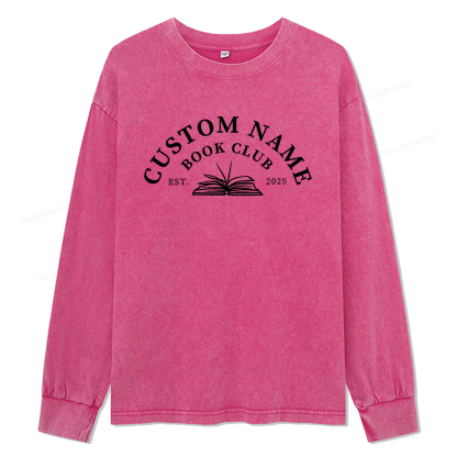Pagewings Personalized Custom Book Club Unisex Washed Long Sleeve T-shirt