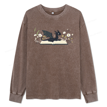 Pagewings Dragon Book Unisex Washed Long Sleeve T-shirt