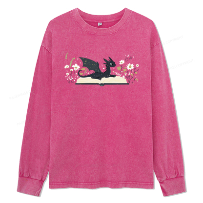 Pagewings Dragon Book Unisex Washed Long Sleeve T-shirt