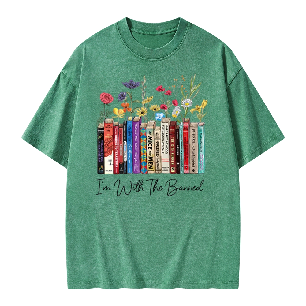 Pagewings I'm With The Banned Flowers Unisex Washed T-shirt