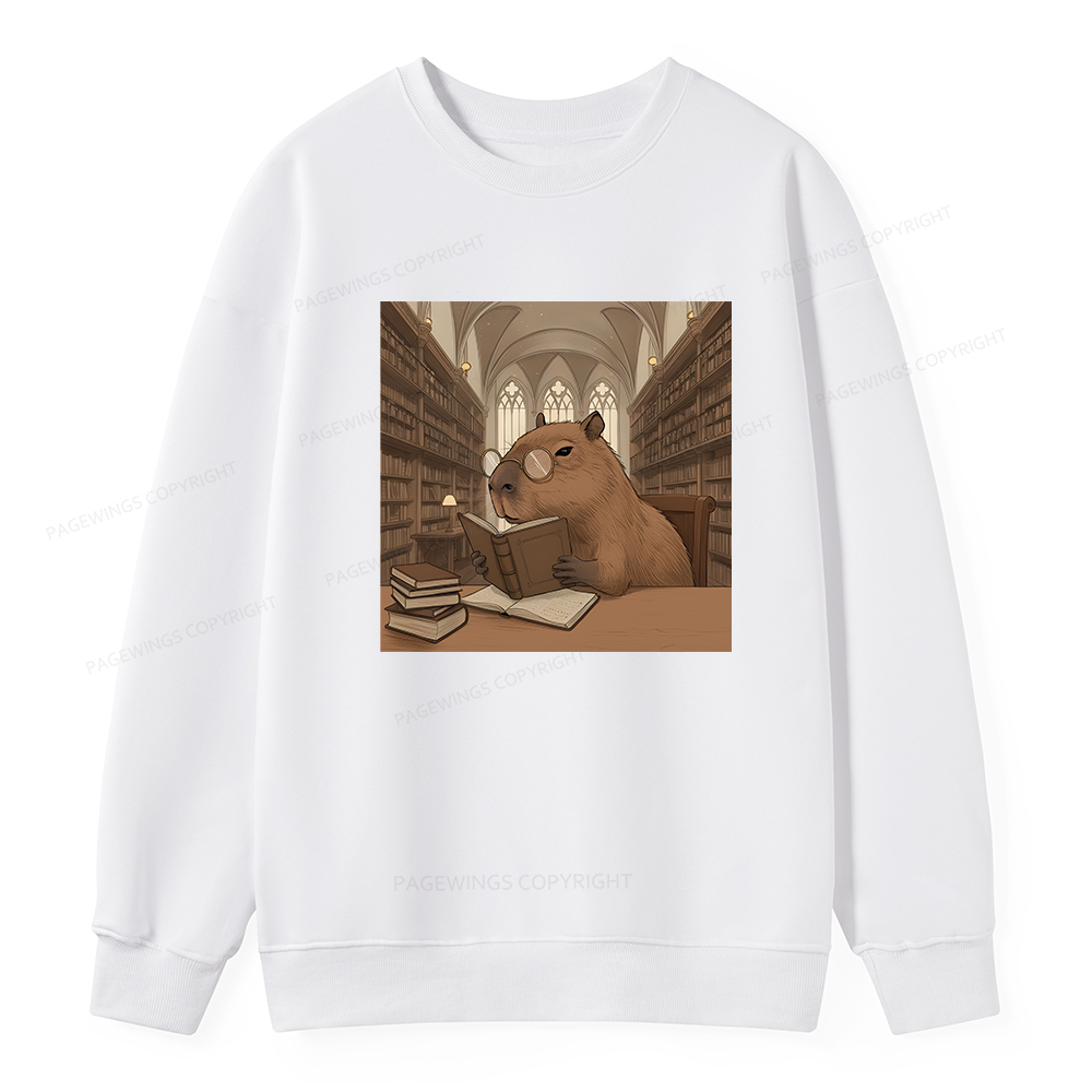 Pagewings The Reader Capybara Unisex Classic Sweatshirt