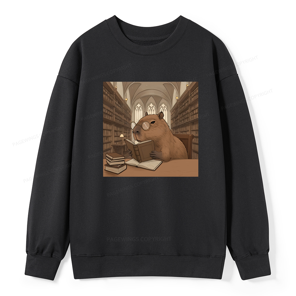 Pagewings The Reader Capybara Unisex Classic Sweatshirt