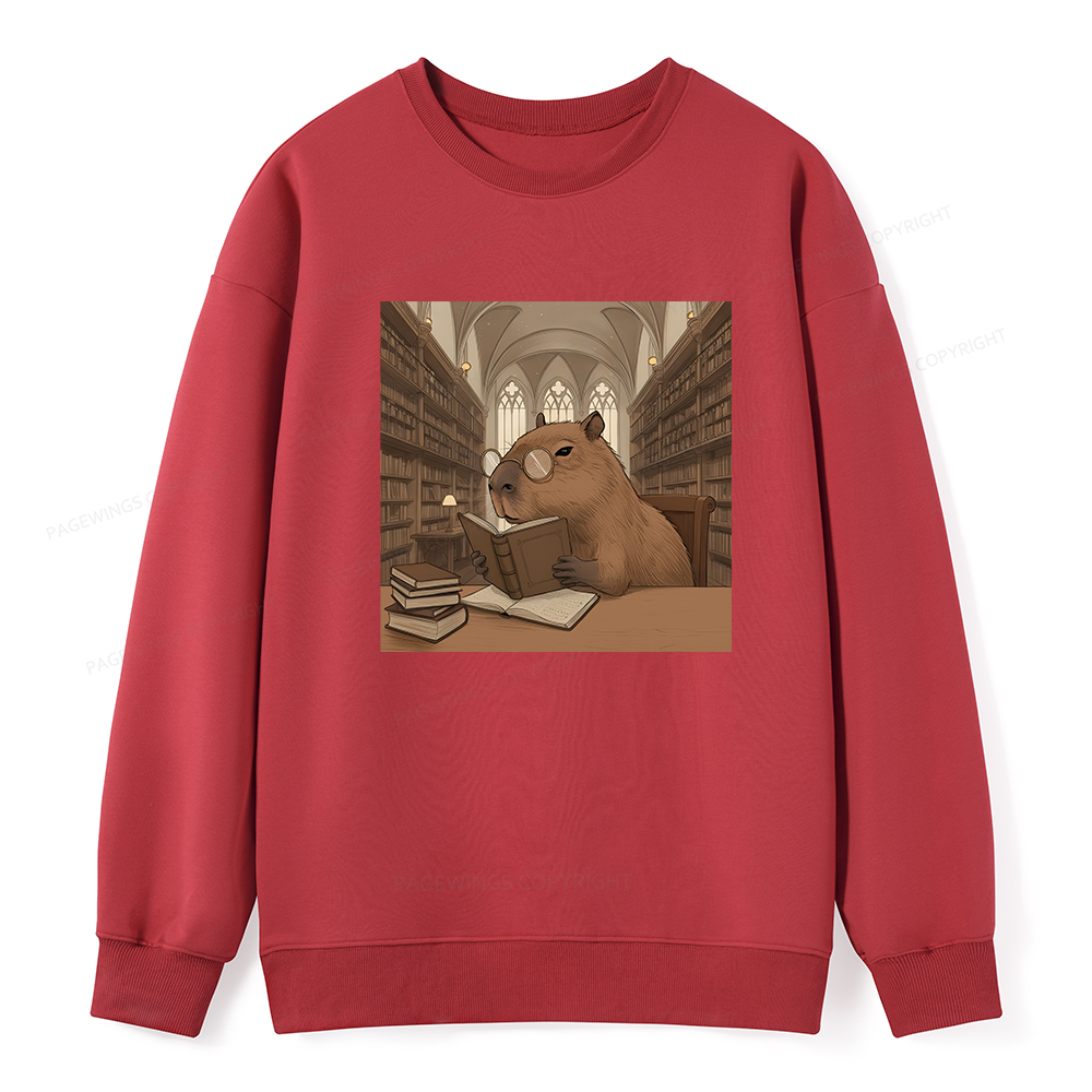 Pagewings The Reader Capybara Unisex Classic Sweatshirt