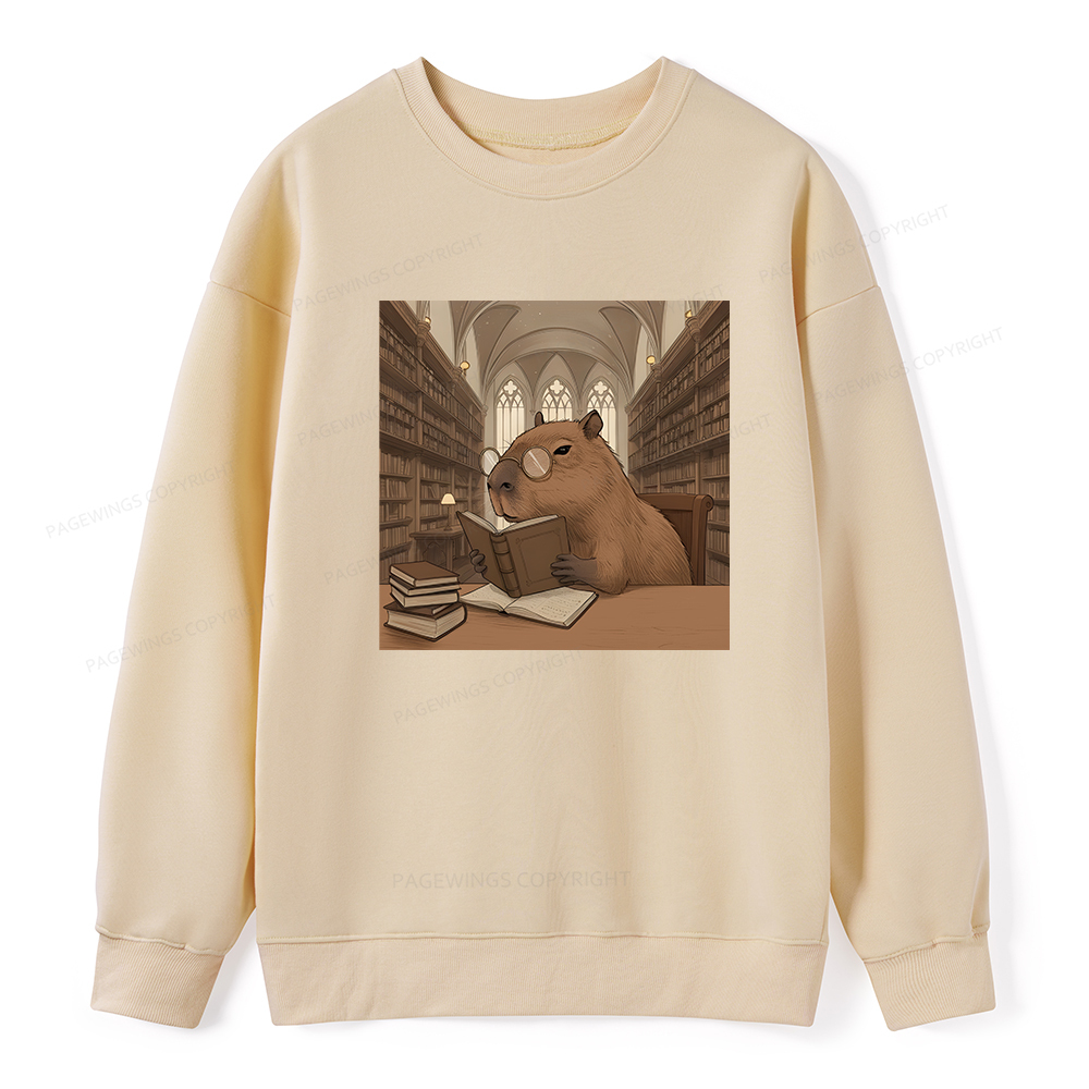Pagewings The Reader Capybara Unisex Classic Sweatshirt
