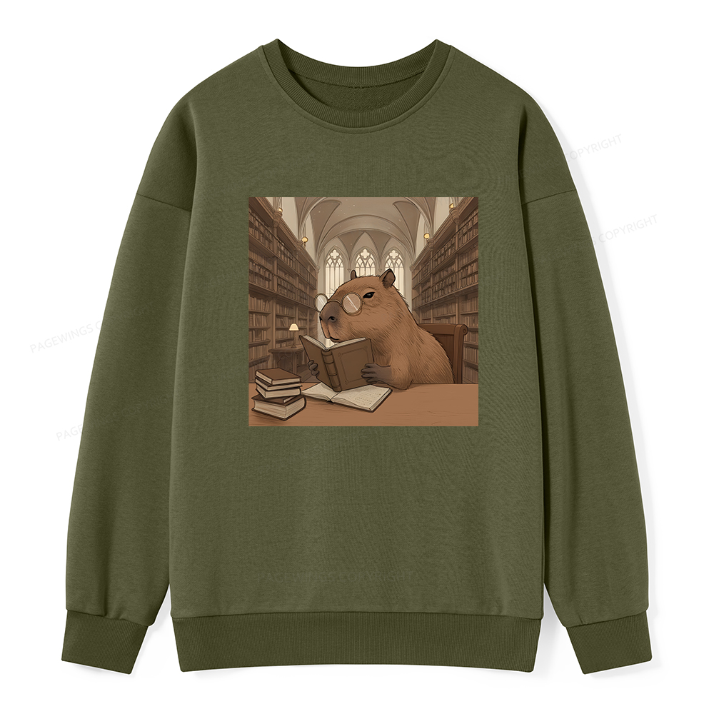 Pagewings The Reader Capybara Unisex Classic Sweatshirt