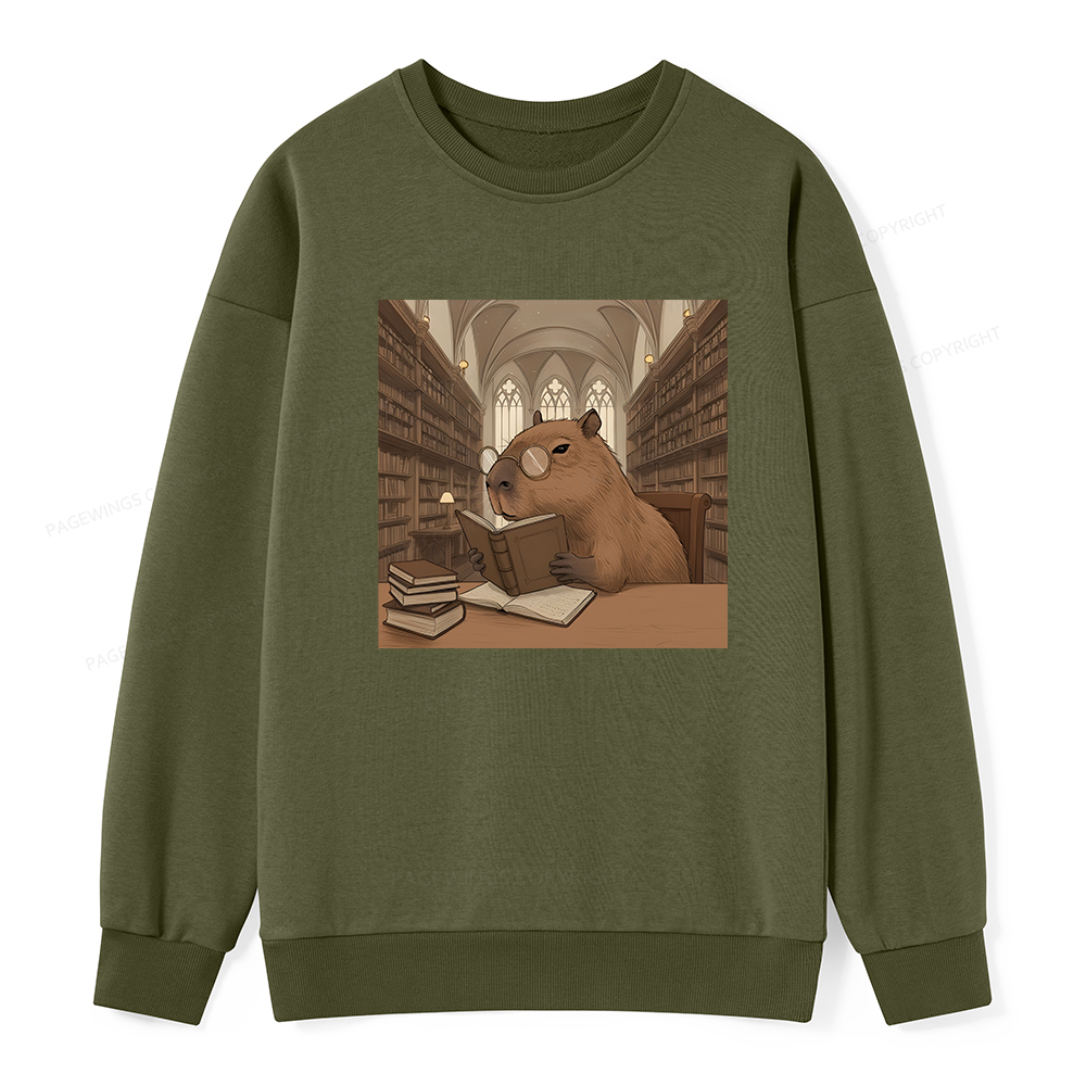 Pagewings The Reader Capybara Unisex Classic Sweatshirt