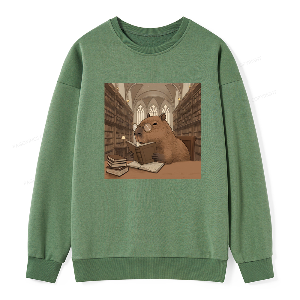 Pagewings The Reader Capybara Unisex Classic Sweatshirt