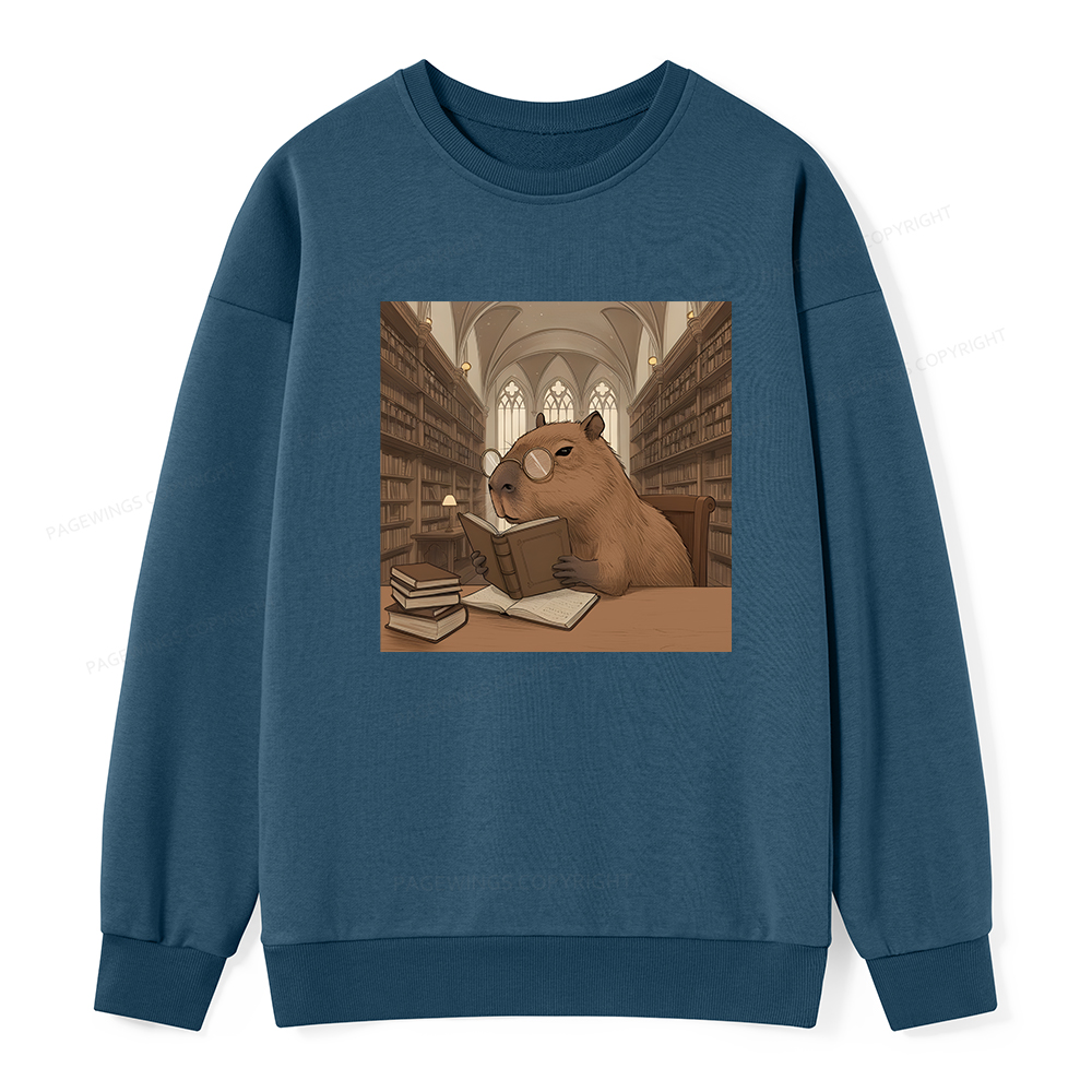 Pagewings The Reader Capybara Unisex Classic Sweatshirt