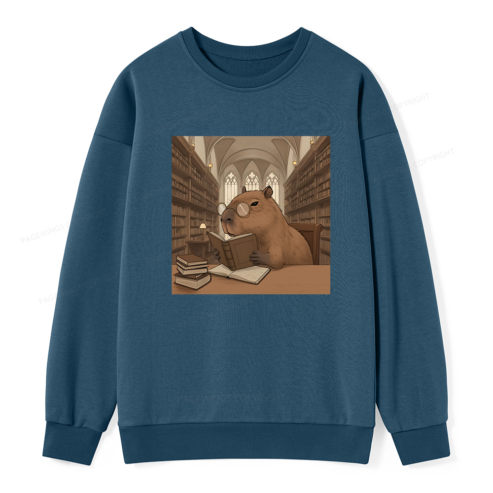 Pagewings The Reader Capybara Unisex Classic Sweatshirt