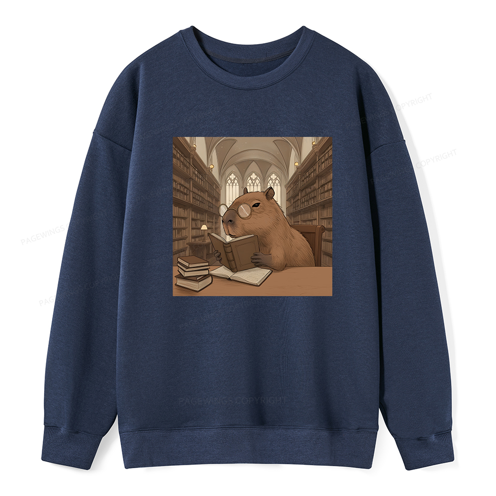 Pagewings The Reader Capybara Unisex Classic Sweatshirt