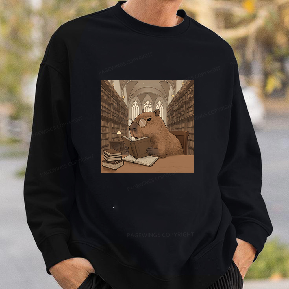 Pagewings The Reader Capybara Unisex Classic Sweatshirt