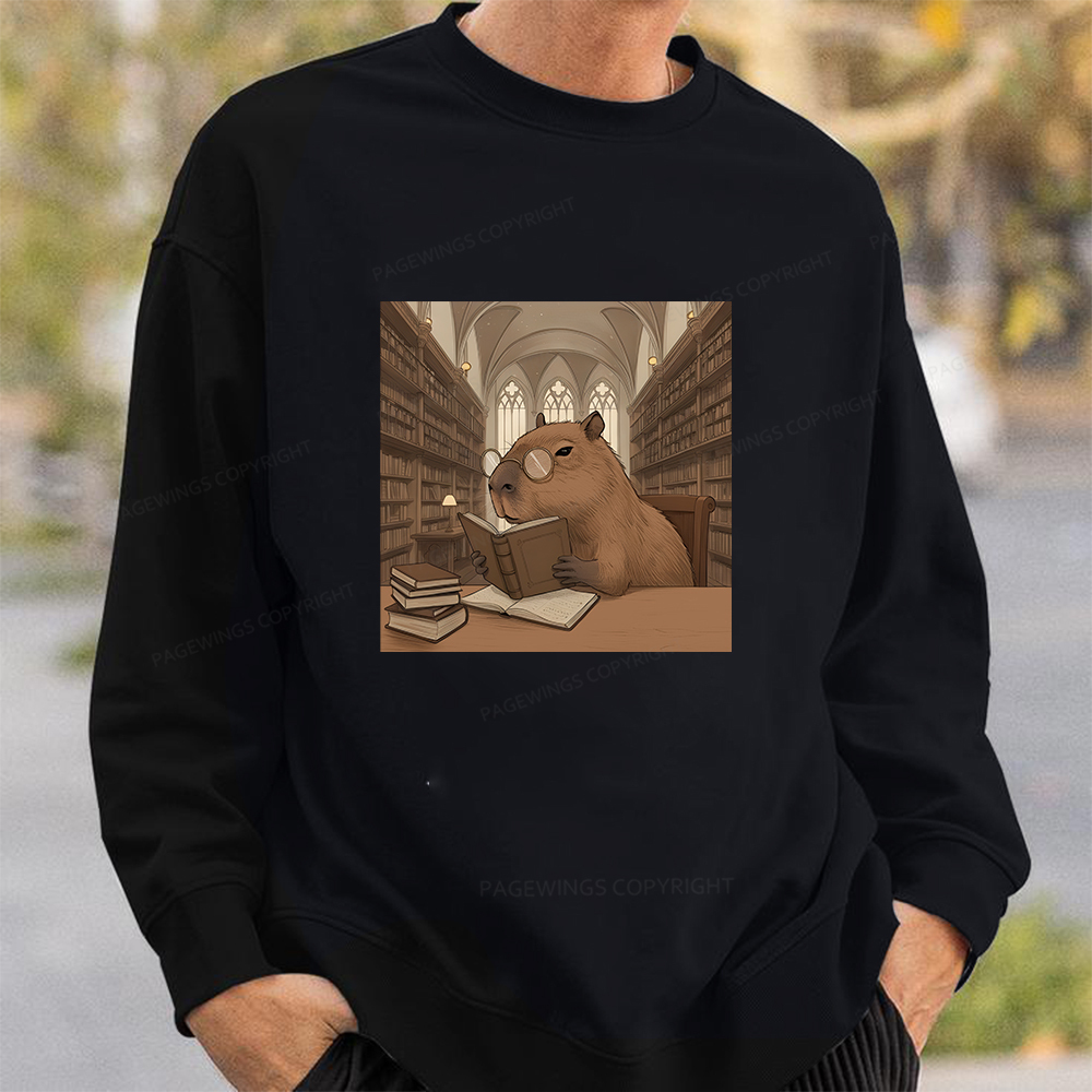 Pagewings The Reader Capybara Unisex Classic Sweatshirt