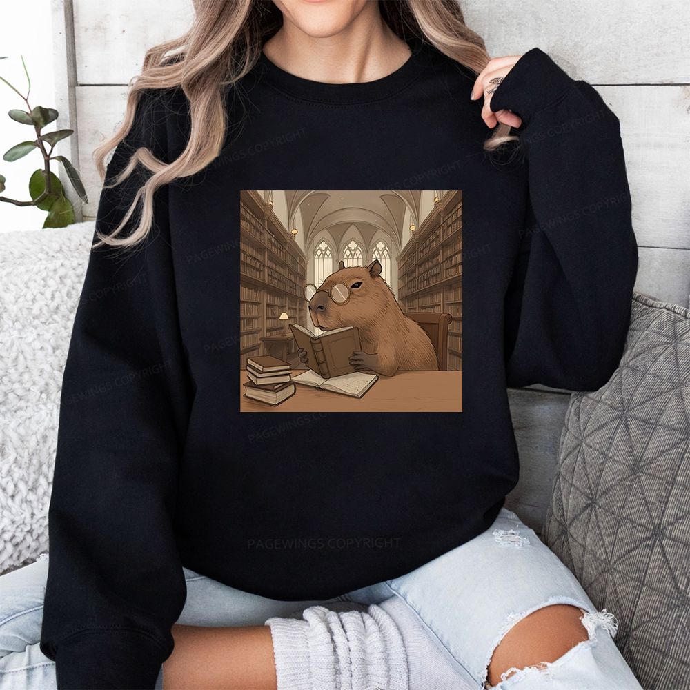 Pagewings The Reader Capybara Unisex Classic Sweatshirt