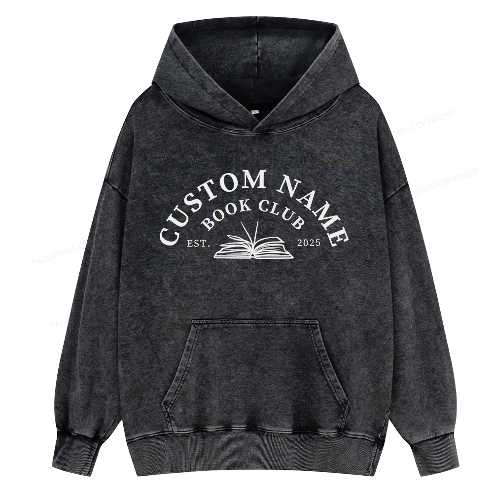 Pagewings Personalized Custom Book Club Unisex Washed Hoodie