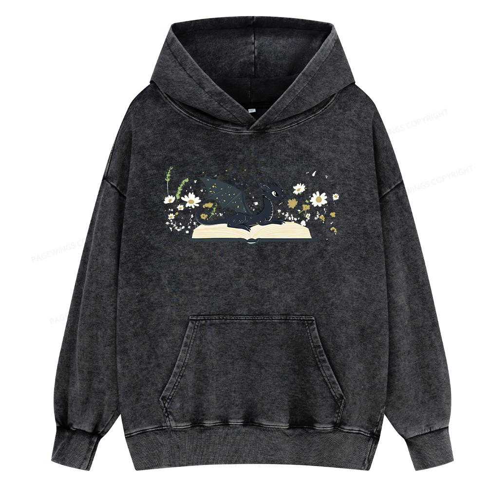 Pagewings Dragon Book Unisex Washed Hoodie