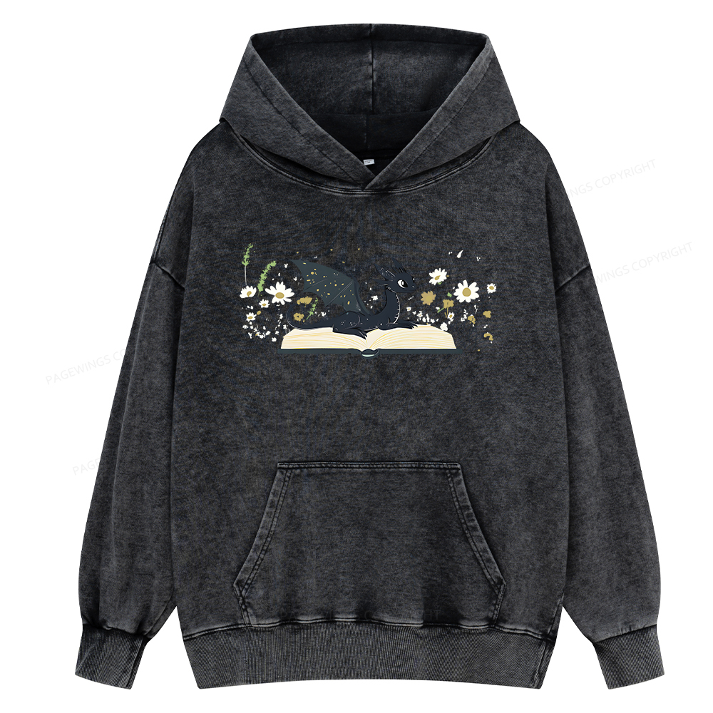 Pagewings Dragon Book Unisex Washed Hoodie