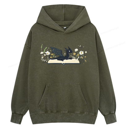 Pagewings Dragon Book Unisex Washed Hoodie