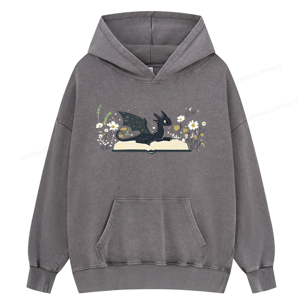 Pagewings Dragon Book Unisex Washed Hoodie