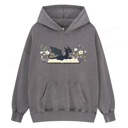 Pagewings Dragon Book Unisex Washed Hoodie