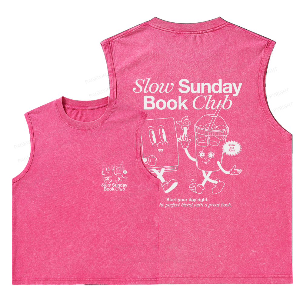 Pagewings Slow Sunday Book Club Unisex Washed Tank Top