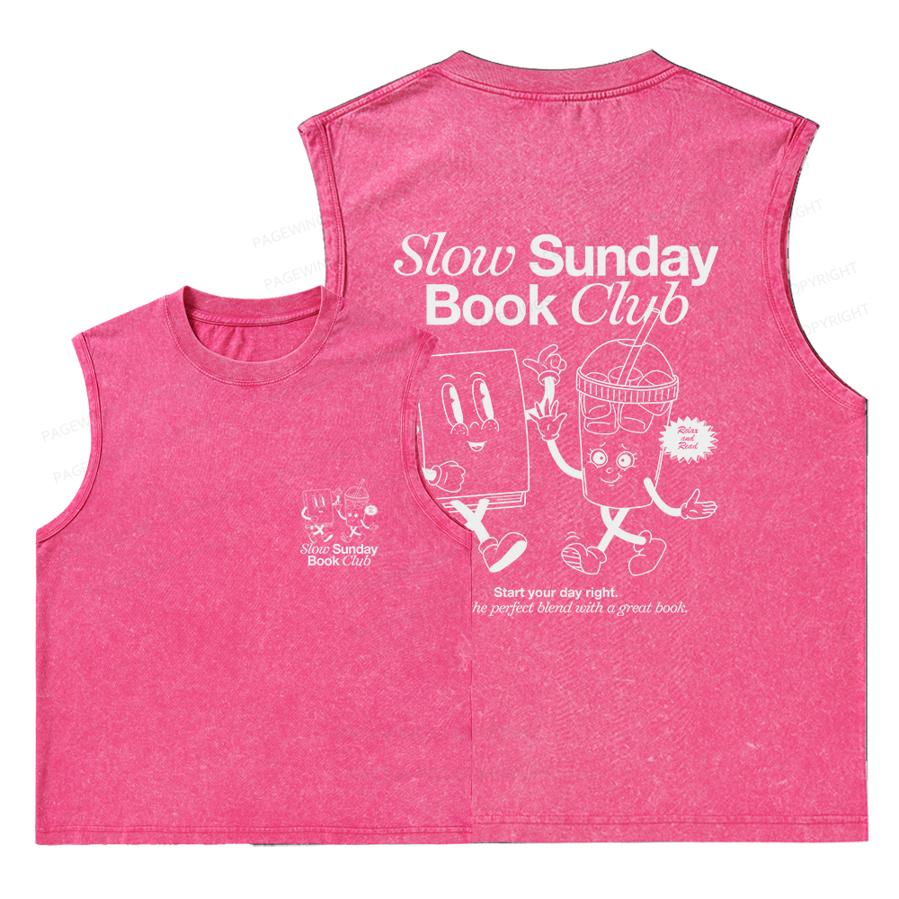 Pagewings Slow Sunday Book Club Unisex Washed Tank Top