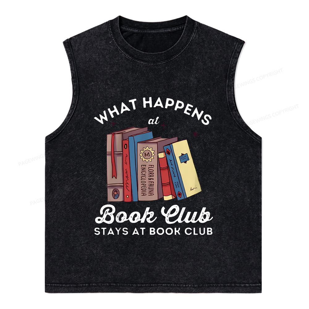 Pagewings Stays At Book Club Book Unisex Washed Tank Top