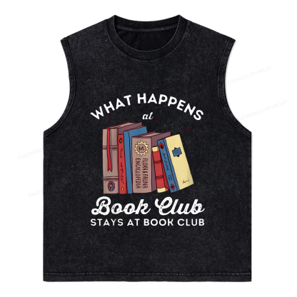 Pagewings Stays At Book Club Book Unisex Washed Tank Top