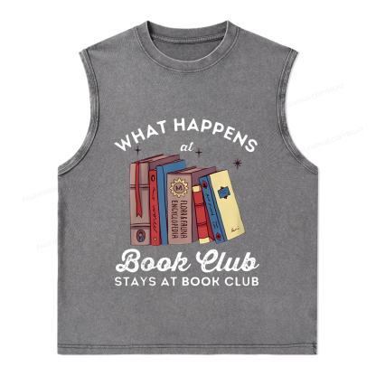 Pagewings Stays At Book Club Book Unisex Washed Tank Top