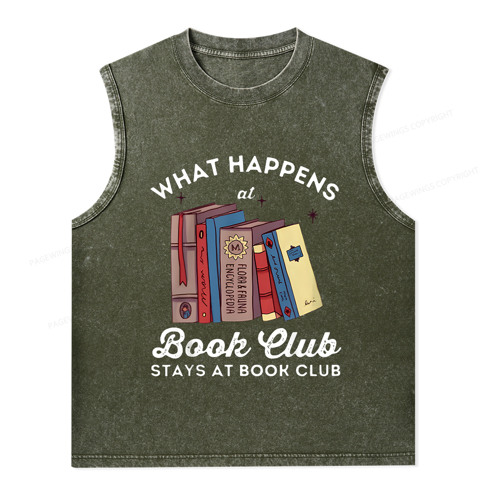 Pagewings Stays At Book Club Book Unisex Washed Tank Top