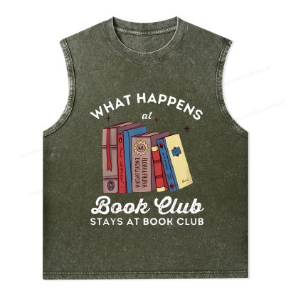 Pagewings Stays At Book Club Book Unisex Washed Tank Top