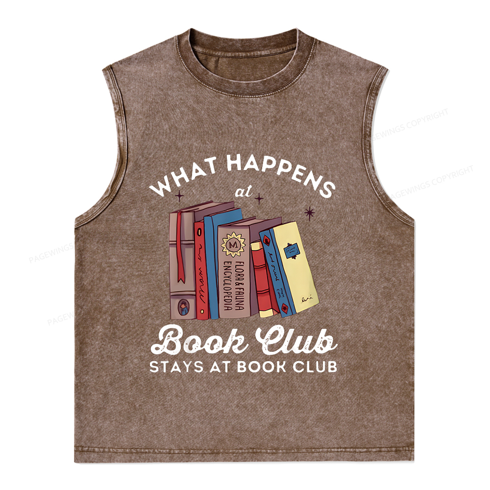 Pagewings Stays At Book Club Book Unisex Washed Tank Top