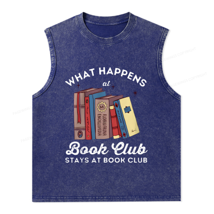 Pagewings Stays At Book Club Book Unisex Washed Tank Top