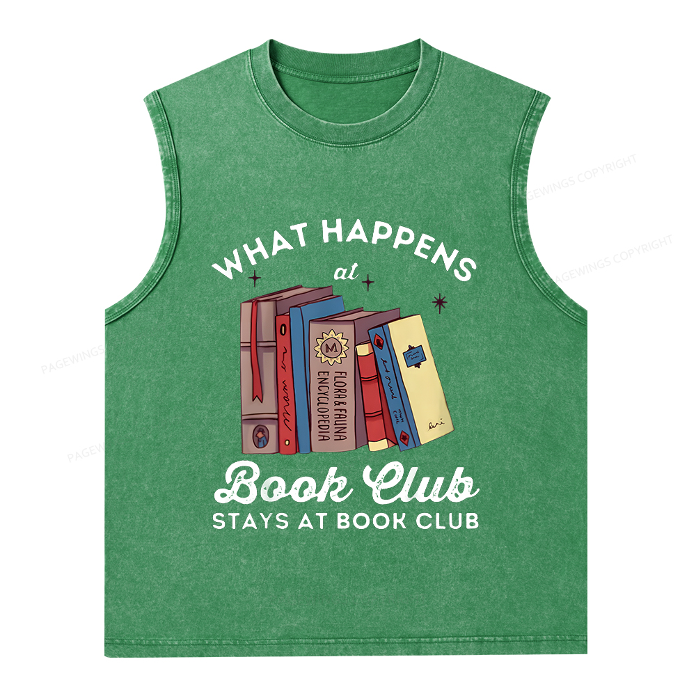 Pagewings Stays At Book Club Book Unisex Washed Tank Top