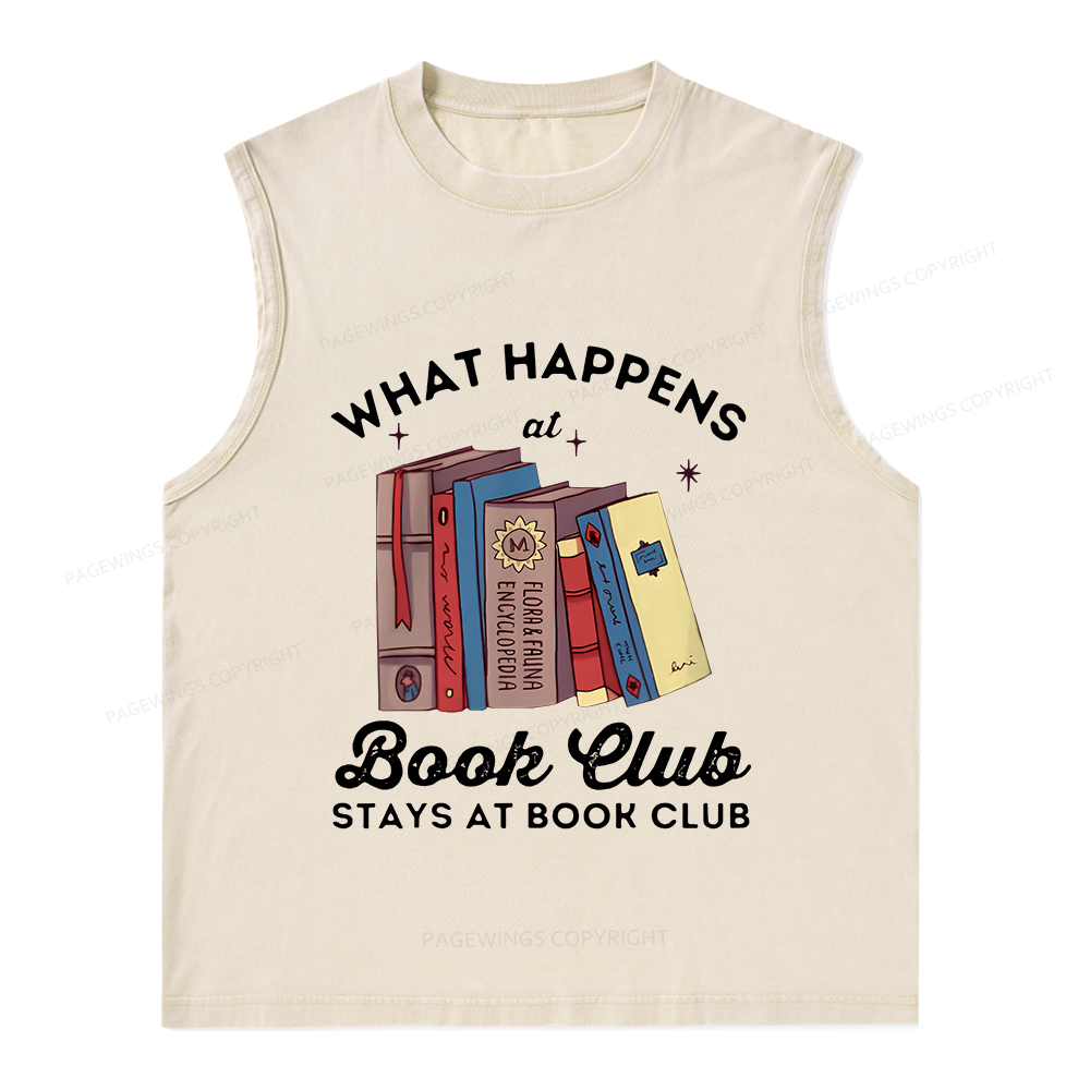 Pagewings Stays At Book Club Book Unisex Washed Tank Top