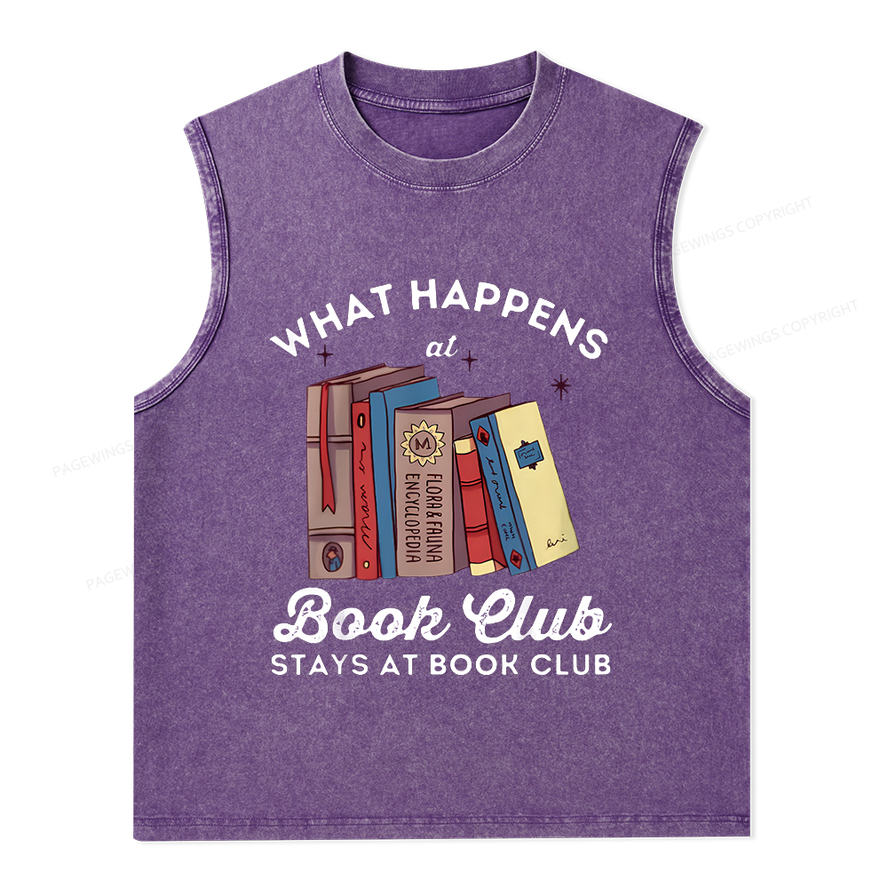 Pagewings Stays At Book Club Book Unisex Washed Tank Top