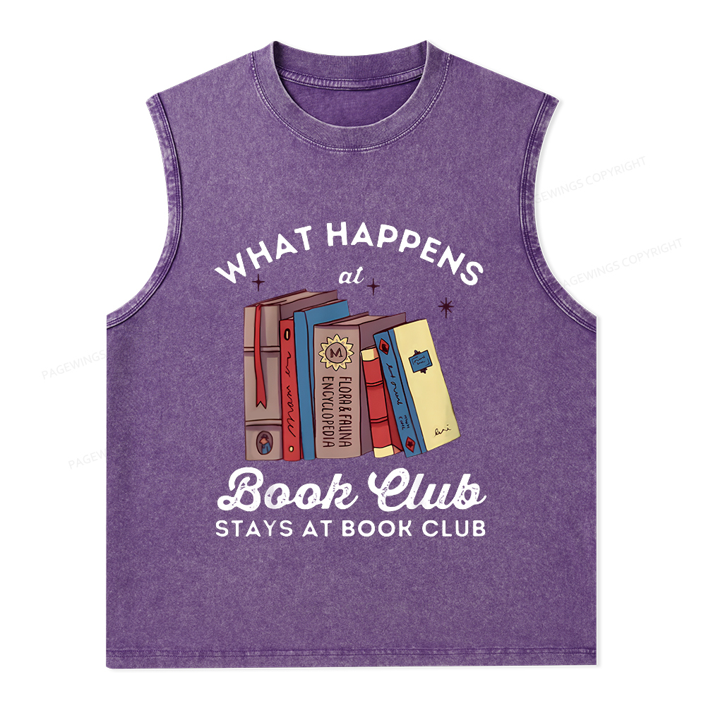 Pagewings Stays At Book Club Book Unisex Washed Tank Top