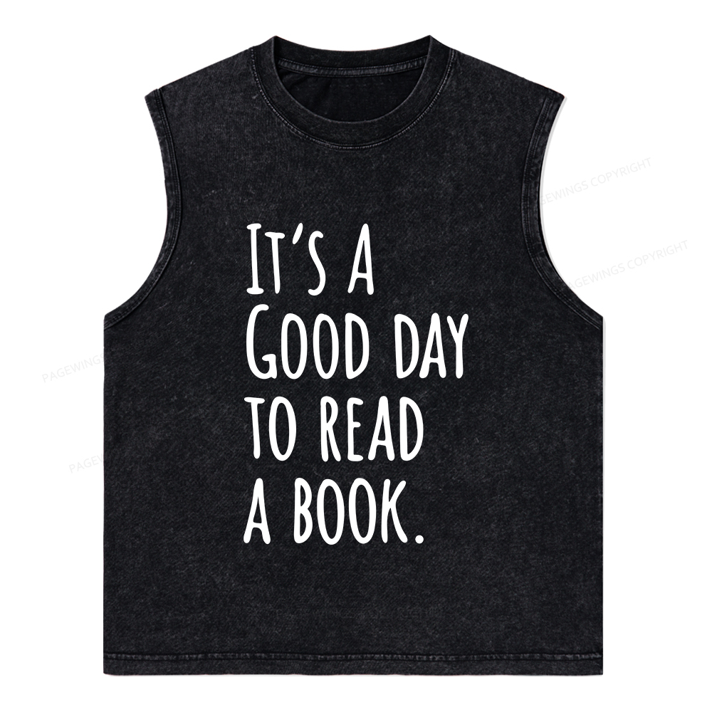 Pagewings It's A Good Day To Read A Book Unisex Washed Tank Top