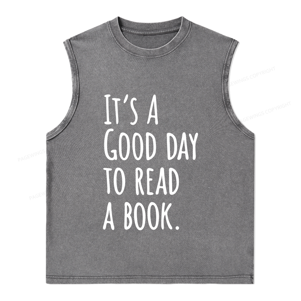 Pagewings It's A Good Day To Read A Book Unisex Washed Tank Top