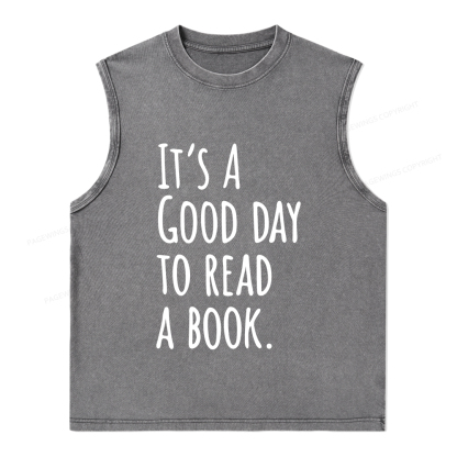 Pagewings It's A Good Day To Read A Book Unisex Washed Tank Top