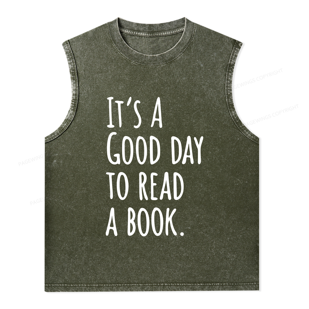 Pagewings It's A Good Day To Read A Book Unisex Washed Tank Top