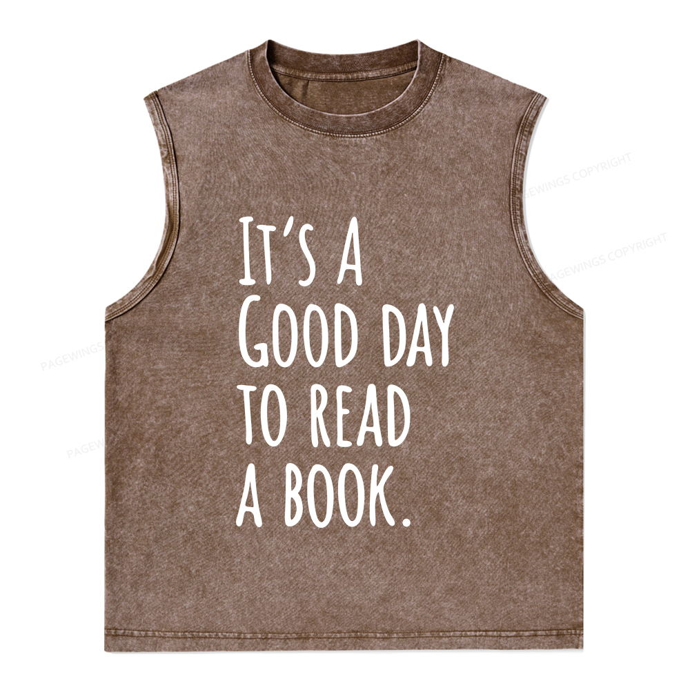 Pagewings It's A Good Day To Read A Book Unisex Washed Tank Top