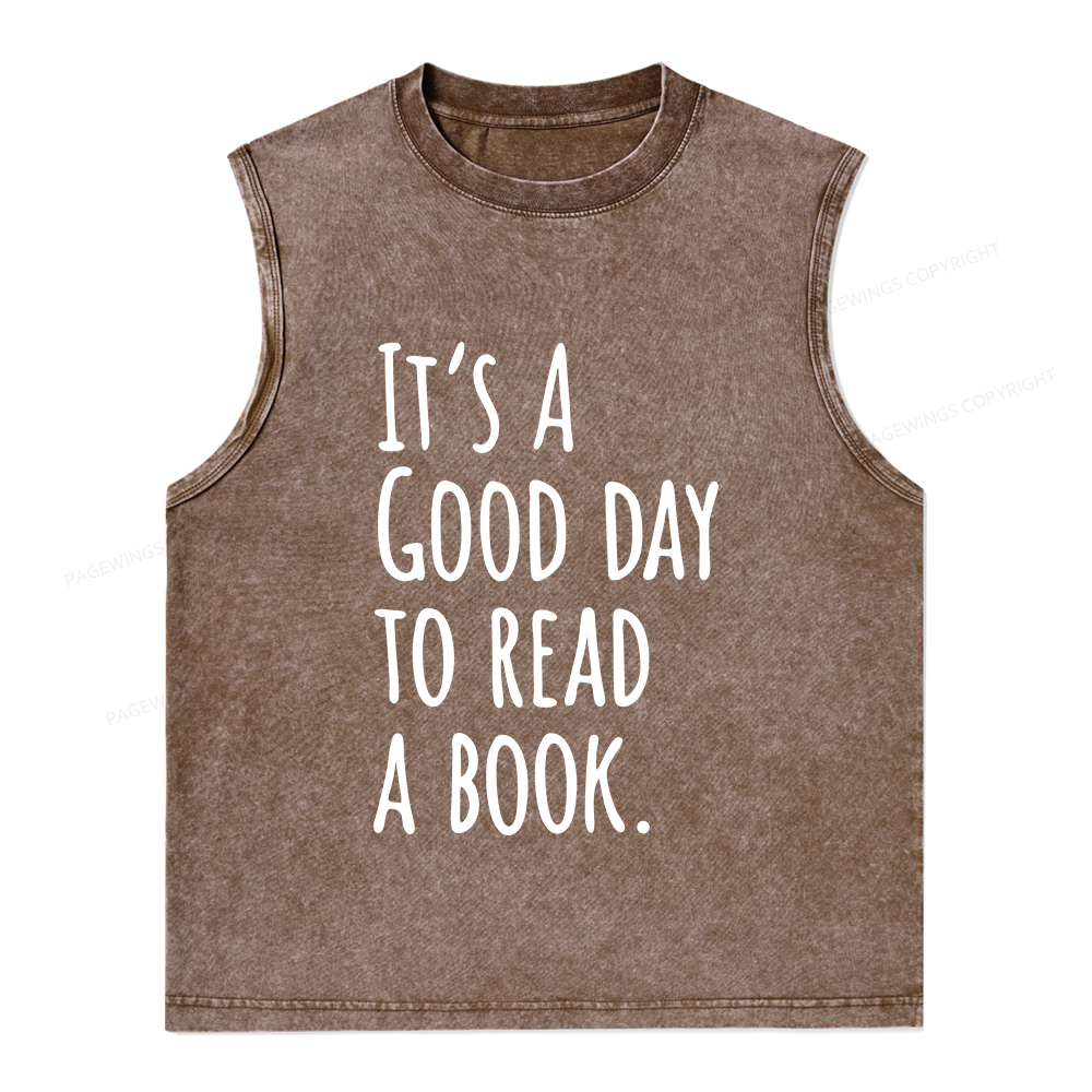 Pagewings It's A Good Day To Read A Book Unisex Washed Tank Top