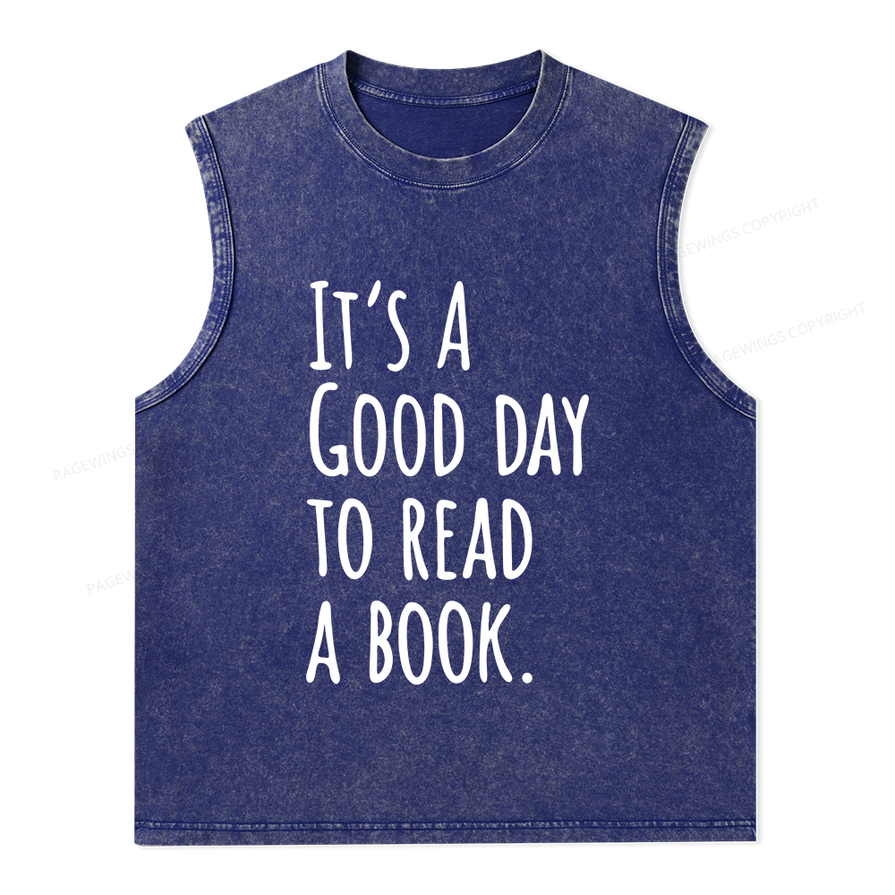 Pagewings It's A Good Day To Read A Book Unisex Washed Tank Top