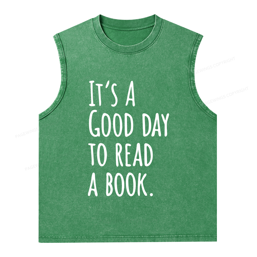 Pagewings It's A Good Day To Read A Book Unisex Washed Tank Top