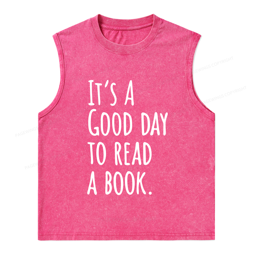 Pagewings It's A Good Day To Read A Book Unisex Washed Tank Top