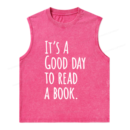 Pagewings It's A Good Day To Read A Book Unisex Washed Tank Top