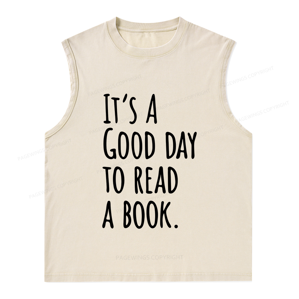 Pagewings It's A Good Day To Read A Book Unisex Washed Tank Top