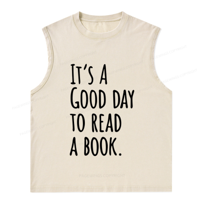Pagewings It's A Good Day To Read A Book Unisex Washed Tank Top