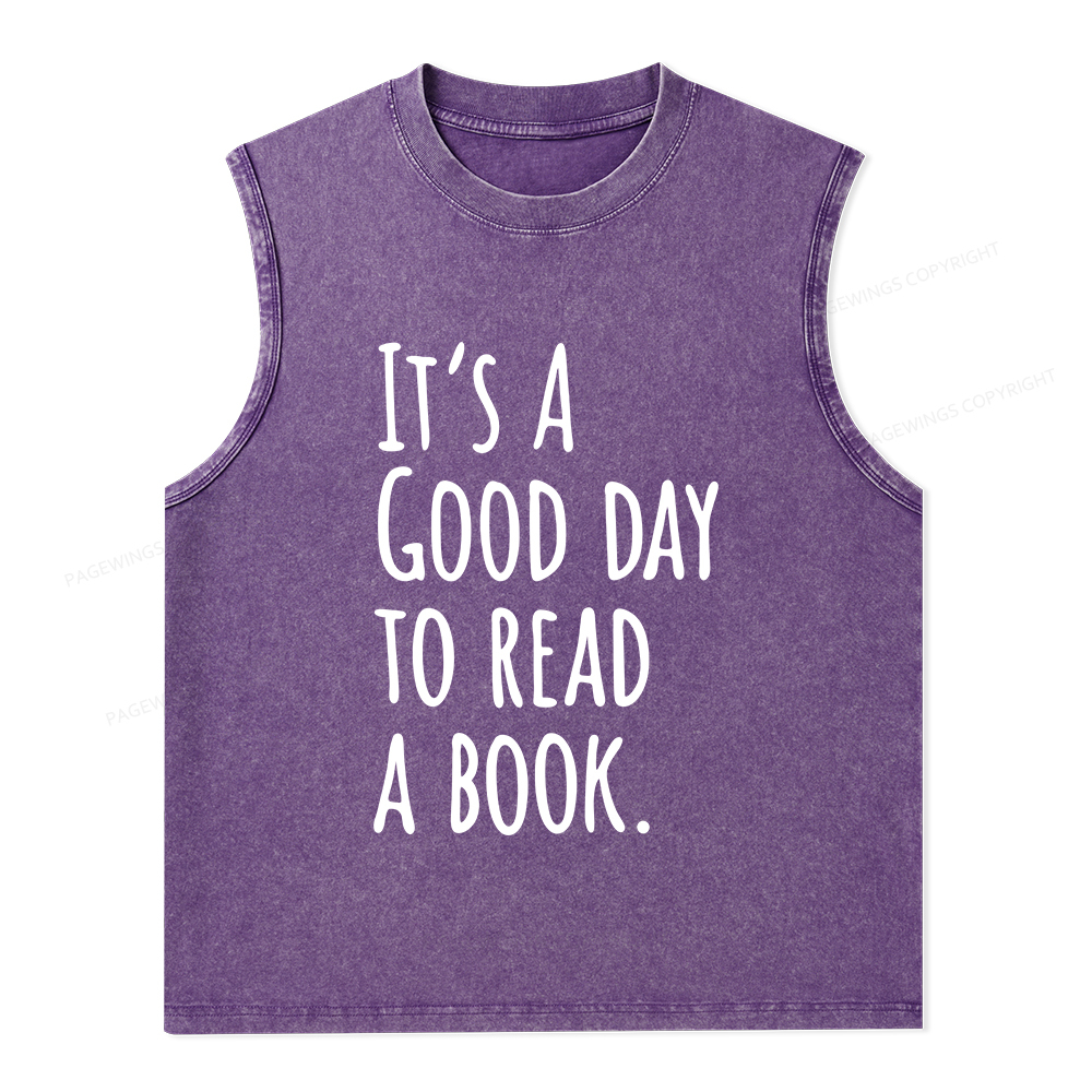Pagewings It's A Good Day To Read A Book Unisex Washed Tank Top